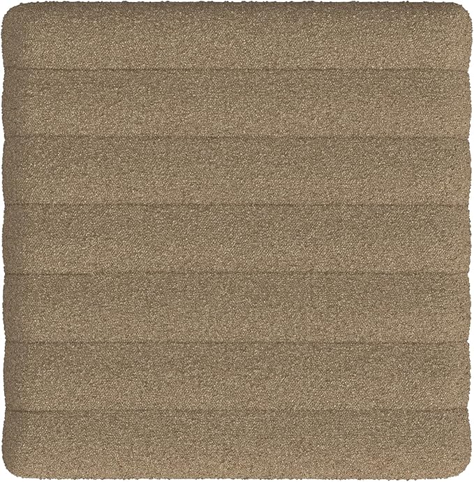 Spatial Order Modern Channel Tufted Ottoman | Spatial Order Home Décor | Ottoman for Living Room & Bedroom - Brown Boucle