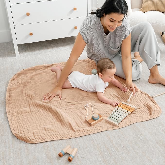 Comfy Cubs Muslin Baby Blanket - Soft, Lightweight, 6-Layer Cotton Swaddle Blankets for Newborns, Infants & Toddlers - 40" x 40" Large, Breathable & Versatile for Sleeping & Tummy Time - Cream