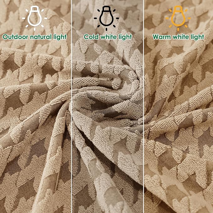 MAXIJIN Stretch Couch Cover Sofa Covers for 3 Cushion Couch (71"-91" Washable Sofa Slipcovers with Non-Slip Foam & Elastic Strap, Dog Cat Pet Friendly Furniture Protector (Large, Khaki)