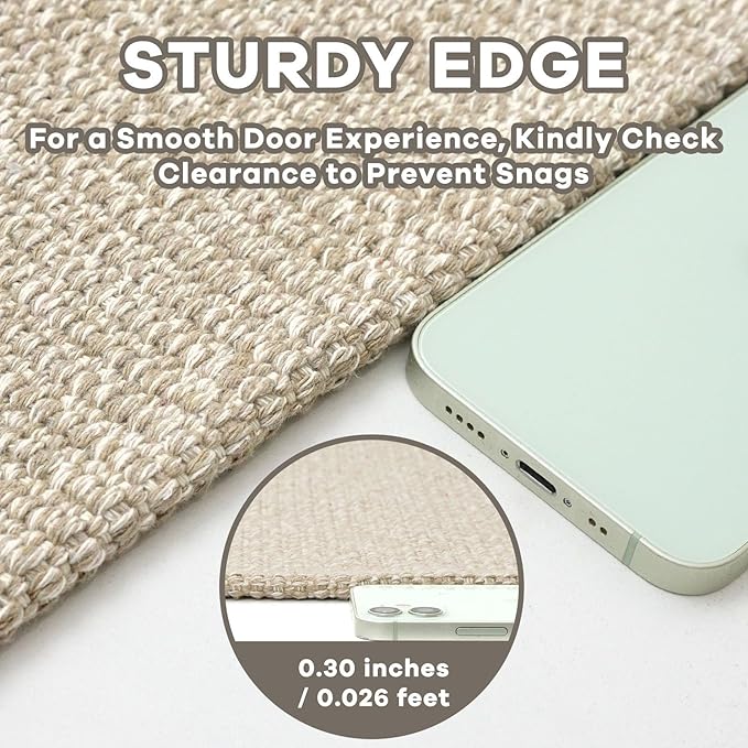 EARTHALL Runner Rug 3x20 Ft Washable Runners for Hallways Extra Long Woven Non Slip Entryway Runner Braided Kitchen Runner Indoor Outdoor Carpet Runners for Hotels, Officel, Stair, Send/Beige