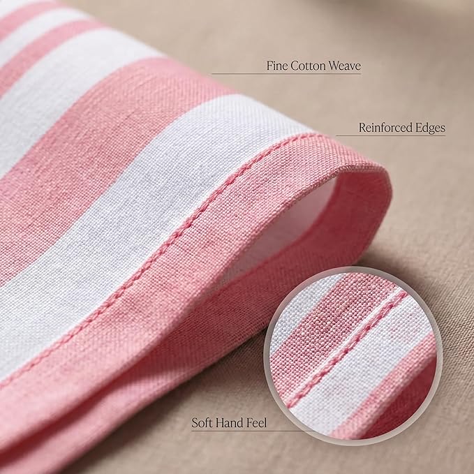 Urban Villa Cloth Napkins 100% Cotton Highly Absorbent Washable Reusable Premium Dinner Napkins Ideal for Gifts for Mothers Day Hotel Farmhouse Parties - Garnet Red Stripes (20" x 20", Set of 12)