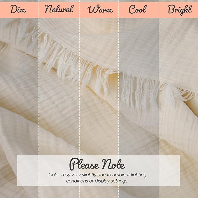 Washable Sofa Cover%100 Pure Cotton, Cream Couch Covers for Loveseat, Futon, Sofa, Sectional L Shape, U Shape, 4 Layered Natural Muslin Cloud Like Boho Couch Cover (Cream, 70x98/177x250cm)