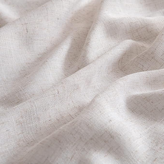 MIULEE Natural White Linen Curtains 94 Inch Length 2 Panels for Bedroom Living Room, Soft Thick Linen Textured Window Drapes Semi Sheer Light Filtering Back Tab Rod Pocket Burlap Look Decor