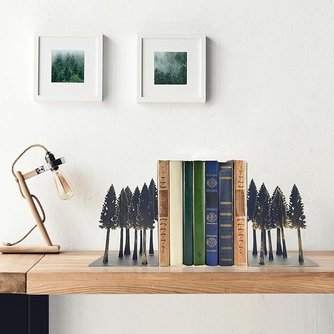 Forest Decor - Charming Pine Tree Decor Bookends, Tree Decor Book Ends for Shelves – Ideal for Nature Lovers