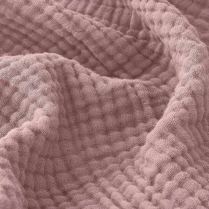 EMME Cotton Muslin King Blanket Big Oversized Bed Layering Bedspread Coverlet Breathable Gauze Soft Lightweight Blankets (Dusty Pink, 120"x94")