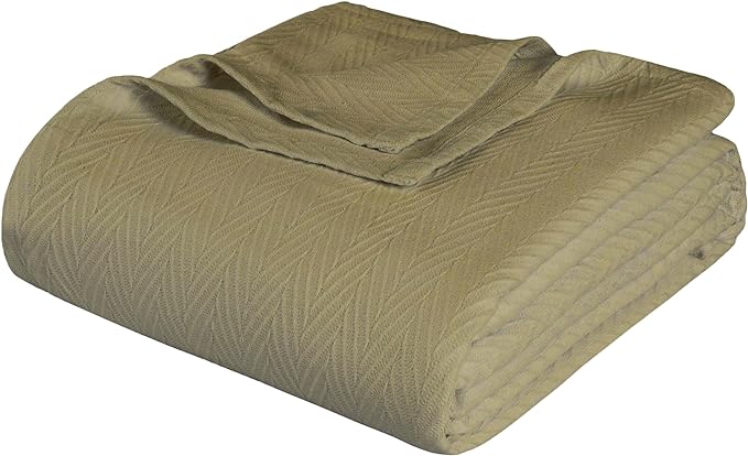 Superior Metro All-Season Cotton Blanket, Woven Blanket for Couch, Bed, Bedding, Farmhouse, Home Essentials, Cute and Cozy Bohemian Blankets, Herringbone Weave, Throw Size, Sage