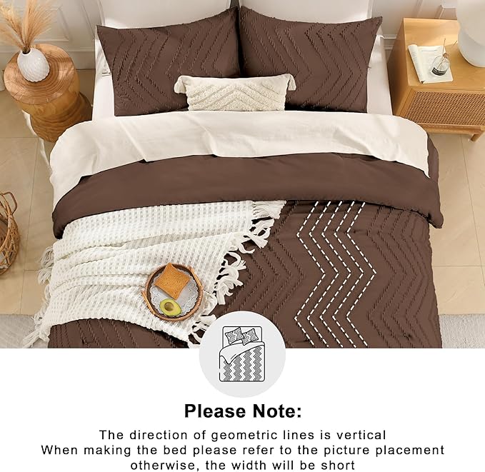 Andency Brown Twin/Twin XL Comforter Set, Twin Bed Comforter for College Dorm Girls Boys Kids Boho Soft Warm Cute Comforter, 2 Pieces Aesthetic Chevron Bohemian Bedding Set
