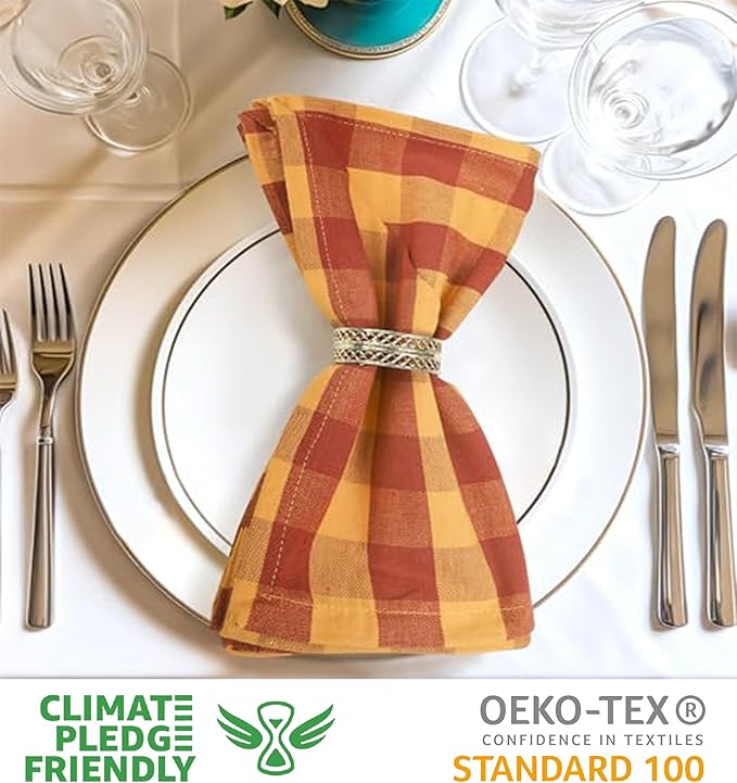 Urban Villa Cloth Napkins 100% Cotton Highly Absorbent Washable Durable Reusable Premium Dinner Napkins Ideal for Gifts for Mothers Day Hotel Farmhouse Parties - Brick Gold (20" x 20", Set of 6)