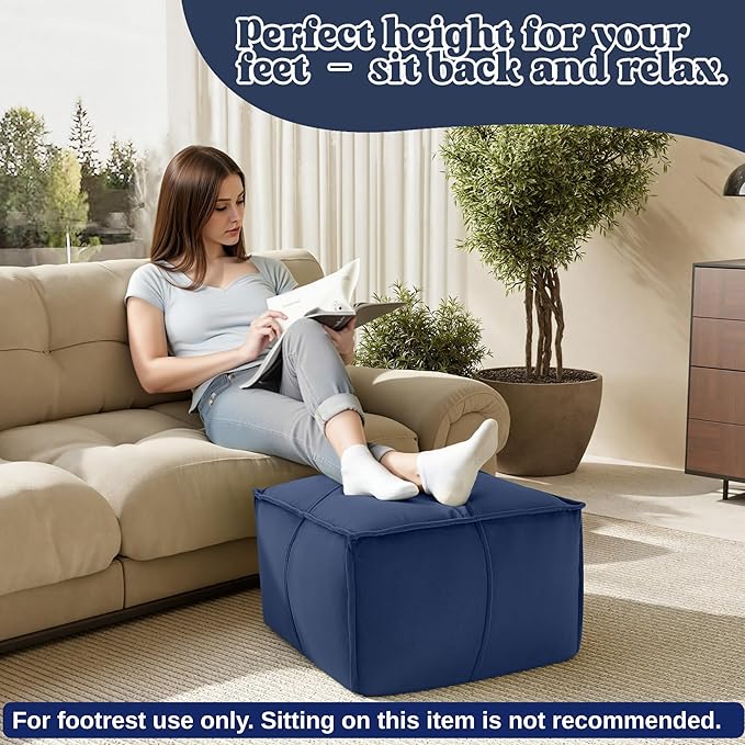 MeMoreCool Stuffed Round Pouf Ottoman Foot Rest, Floor Pouf Foot Stool with Soft Foam Chunk Filling, Small Round Ottoman Footstool Circle Footrest for Living Room