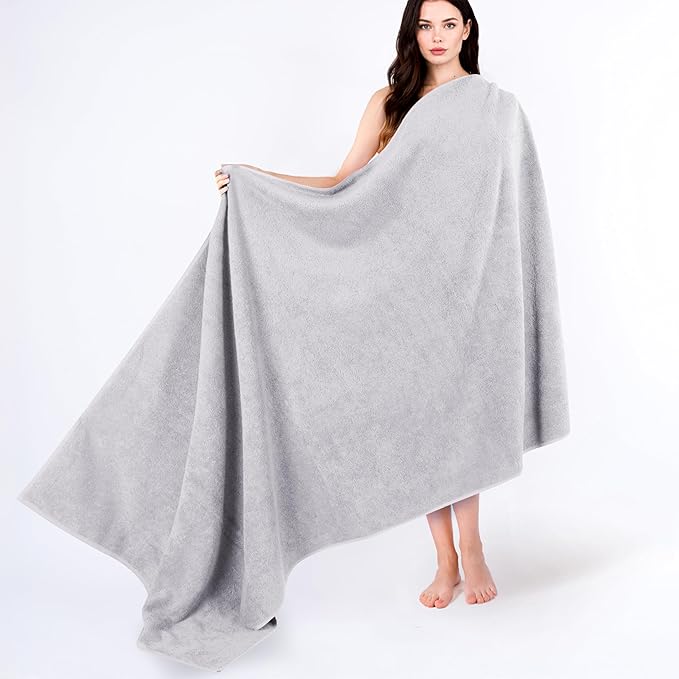 Cotton Paradise 100% Cotton Turkish Towel Set, Soft Absorbent Quick Dry, 40x80 Oversized Bath Sheet Towel, Silver Grey