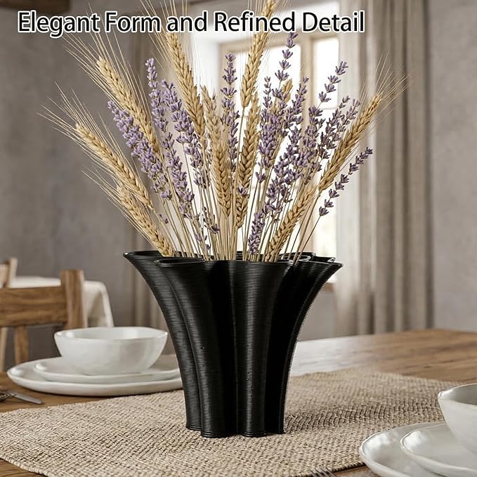 Black Ceramic Vase for Home Decor, Boho Artistic Irregular Shape Decorative Vase, Unique Modern Accent for Living Room Bedroom or Entryway