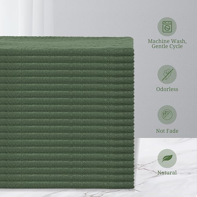 50 Pack Olive Green Napkins Cotton Linen Napkins Bulk 16 x 16 Inch Green Cloth Napkin with Fringe Rustic Handmade Washable Dinner Napkin Cloth for Wedding Party Bridal Shower