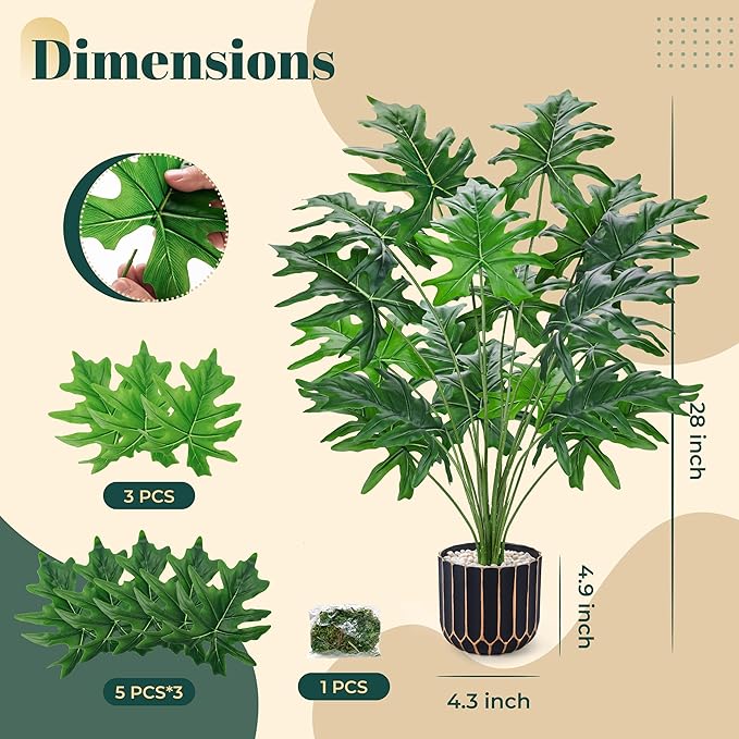 Der Rose Fake Plants Tall Green Artificial Tropical Faux Plants Indoor for Living Room Home House Decor