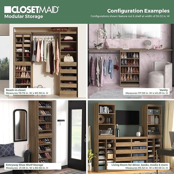 ClosetMaid Modular Storage 12-Shelf Unit with Dividers, Sand