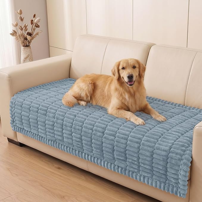 Smiry Couch Cover for Dogs, Non Slip Washable Sofa Protector for Pets, Soft Furniture Cover for Pet, Stylish Sofa Covers, Cozy Protect Against Fur, Dirt & Everyday Messes (Haze Blue, 43" x 63")