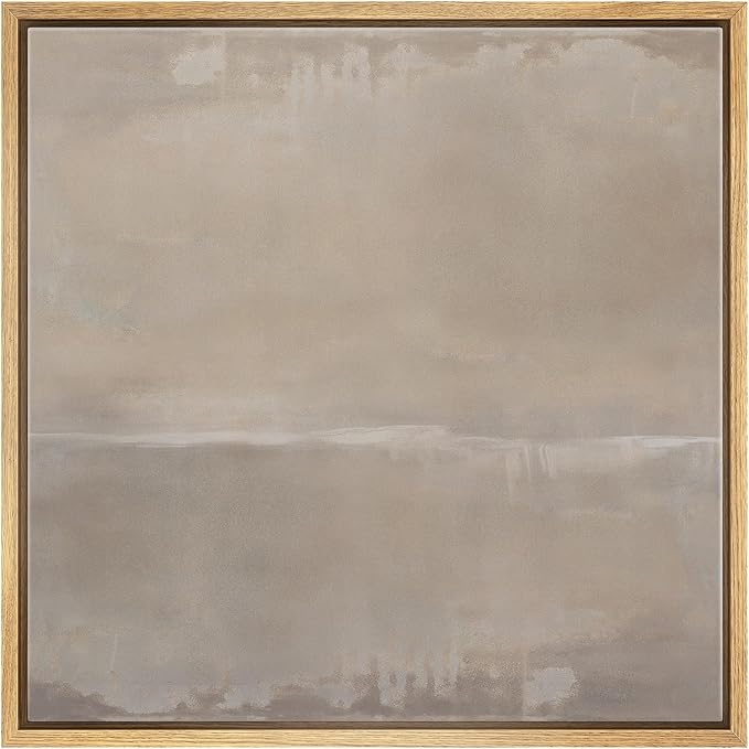 SIGNWIN Framed Canvas Print Wall Art Grey Neutral Abstract Soft Contemporary Illustration Modern Art Decorative Nordic Minimal Calm/Zen for Living Room, Bedroom, Office - 16"x16" Natural