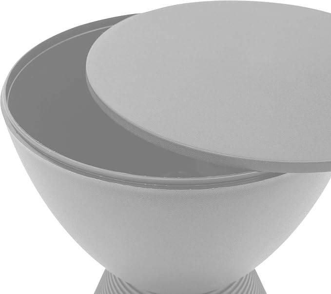 LeisureMod Side Table Modern ABS Ribbed Hourglass End Table Compact Accent Drum Table with Removable Lid for Storage Indoor and Outdoor Use 16.75" H x 11.75" W x 11.75" D Boyd Series in Light Grey