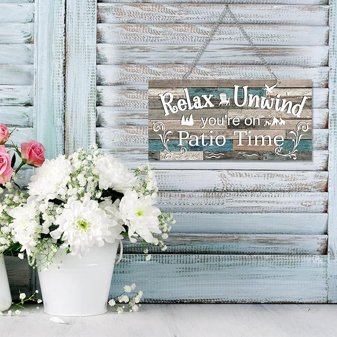 Hotop Patio Decor Patio Sign Decorations Outdoor Metal Porch Wall Decor Rustic Farmhouse Wall Art for Backyard Porch Balcony Gazebo Accessories(10 x 5",Vivid)