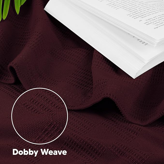 Utopia Bedding 100% Cotton Thermal Blanket Burgundy King Size Soft, Lightweight, Breathable, Cozy Spring and Summer Blankets for Bed, Home Room Decor Gifts for Women and Men (90x108 Inches)