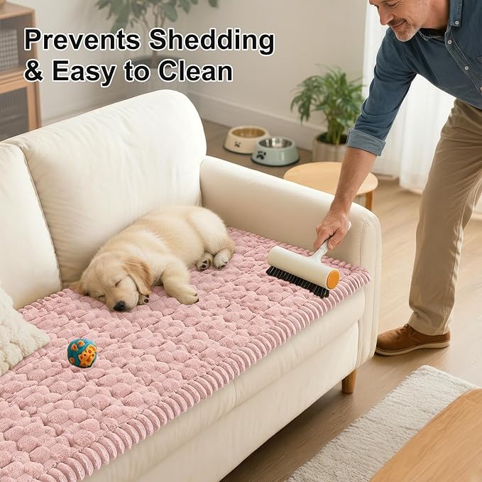 Smiry Couch Covers for Dogs Washable, Non Slip Fuzzy Pet Couch Covers for Sofa, Soft Thick Sofa Slipcovers Furniture Protector Pet Friendly (Dusty Rose, 27.6" x 70.9")