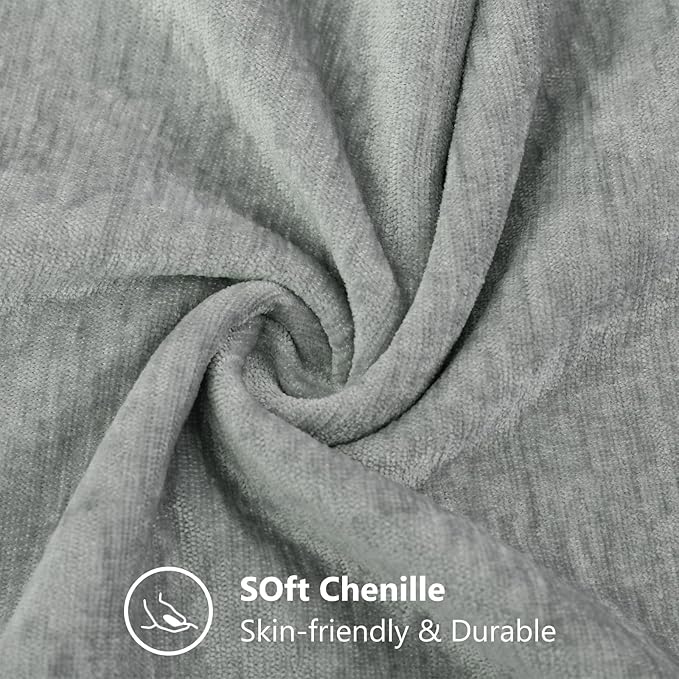 decorUhome Chenille Grey Throw Pillow Covers 22x22 Inch Set of 2, Decorative Soft Couch Pillow Covers Solid Dyed Accent Farmhouse Neutral Square Pillow Cases for Sofa