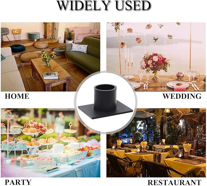 Black Taper Pillar Candle Holders, Set of 4 Candlestick Holder Centerpieces for Home Decoration, Wedding Anniversary, Party, Housewarming Gifts