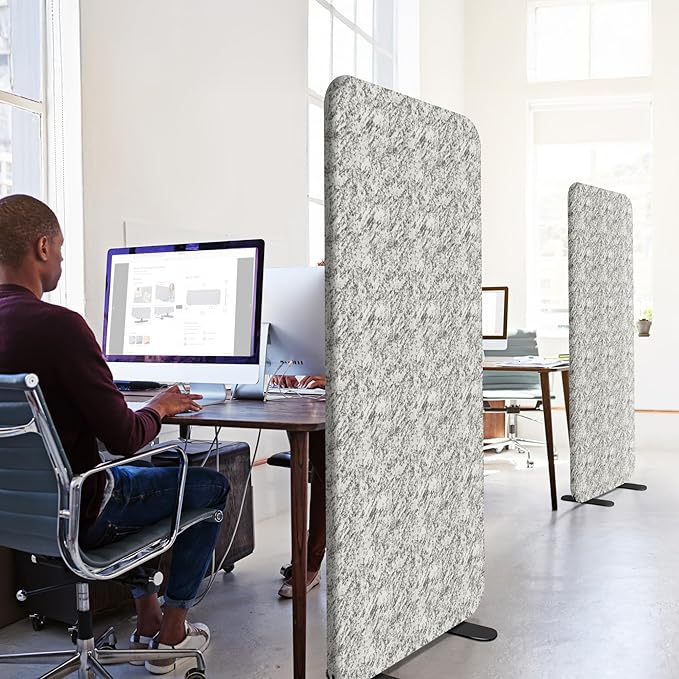 DECOLAB Standing Room Divider Panel, Portable Room Partition Separator Wall for Home, Workspace, Classroom, Studio Apartment, Scratch Resistance, 29"x65", Marble