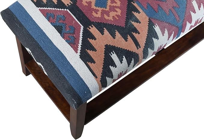 LR Home Red Handmade Upholstered Bench for Bedroom End of Bed | Accent Bench for Entryway, Foyer, Living Room, Mudroom, Hallway or Seating | Long Rectangle Storage Bench | 40" W x 16" D x 18" H