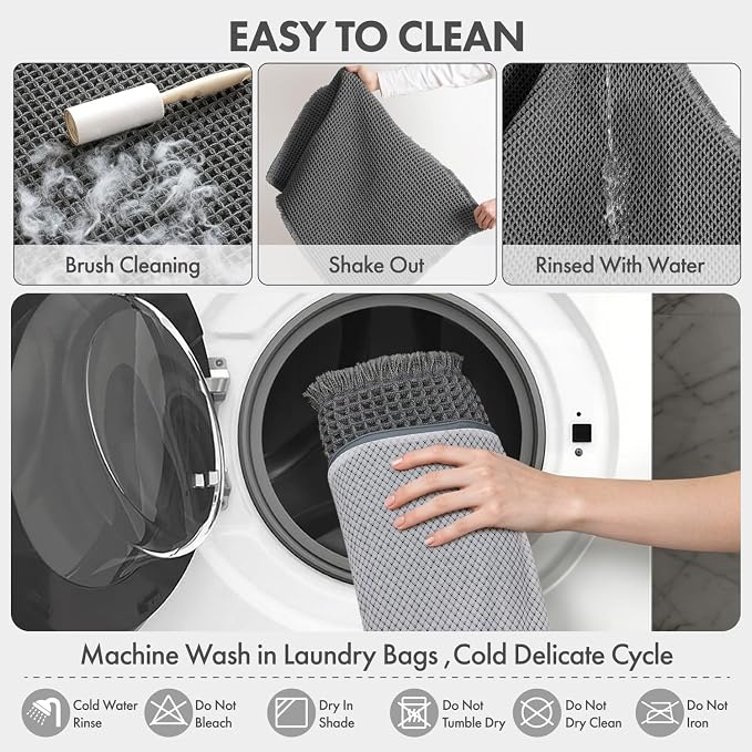 MIULEE Waffle Bathroom Runner Rugs, Super Absorbent Non Slip Bath Rug, Upgraded Soft Quick Dry Washable Boho Large Bath Mat with Tassels for Hallway Laundry Room Bedroom, 2'x5' (24"x60"), Dark Grey