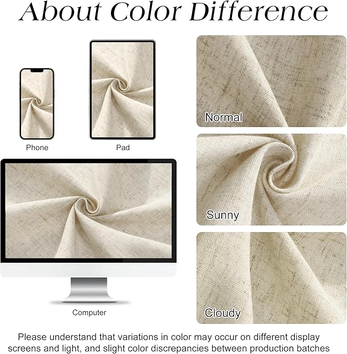 Naturoom Extra Long Light Beige Shower Curtains 92 Length Natural Linen Fabric Shower Curtain Set Tall Bath Curtain with See Through Top Window and Hooks Country Farmhouse Style,Light Beige,72x92