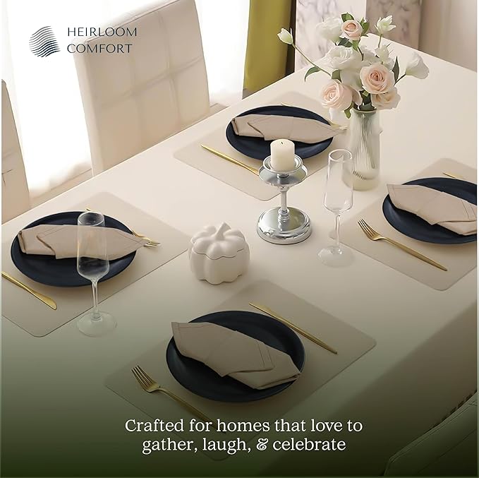 Beige Cloth Dinner Napkins 17x17 Inch - Set of 6-100% Cotton, Soft, Durable, Absorbent, Washable, Reusable - Perfect Table Linen for Weddings, Holiday, Fall, Thanksgiving, Everyday