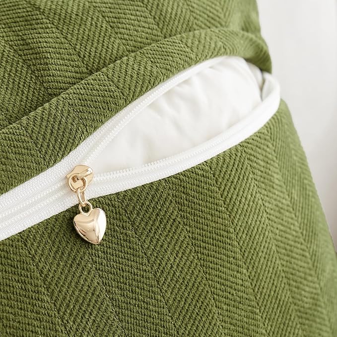 MIULEE Pack of 2 Moss Green Decorative Pillow Covers 22x22 Inch Soft Chenille Luxurious Couch Throw Pillows Farmhouse Cushion Covers Euro Shams Elegant Design for Sofa Bed Living Room Spring Decor
