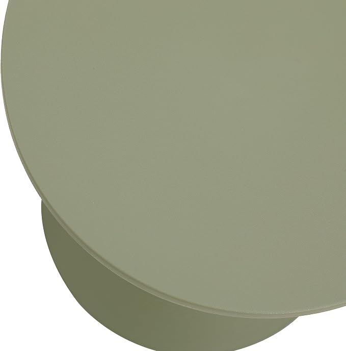 LeisureMod Modern Hourglass Side Table - ABS Shell Drum End Table with Storage for Indoor & Outdoor Use, Olive Green