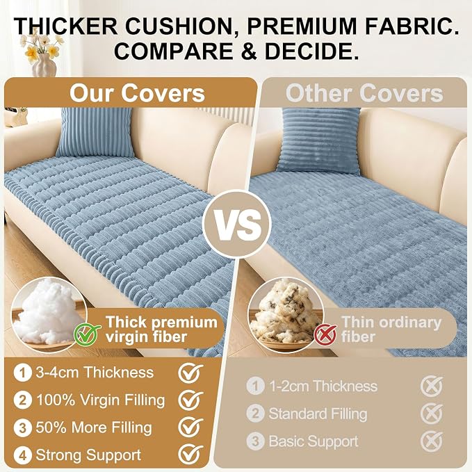 Smiry Couch Cover for Dogs, Non Slip Washable Sofa Protector for Pets, Soft Furniture Cover for Pet, Stylish Sofa Covers, Cozy Protect Against Fur, Dirt & Everyday Messes (Haze Blue, 35.4" x 35.4")