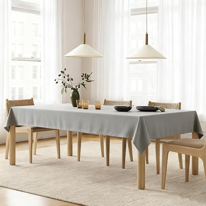 Grey Rectangle Tablecloth 55 x 102 Inch Gray Linen Table Cloth for 6 Foot Rectangle Table Wrinkle Resistant Washable Fabric Cloth Tablecloth for Buffet Holiday Party Dinner Wedding