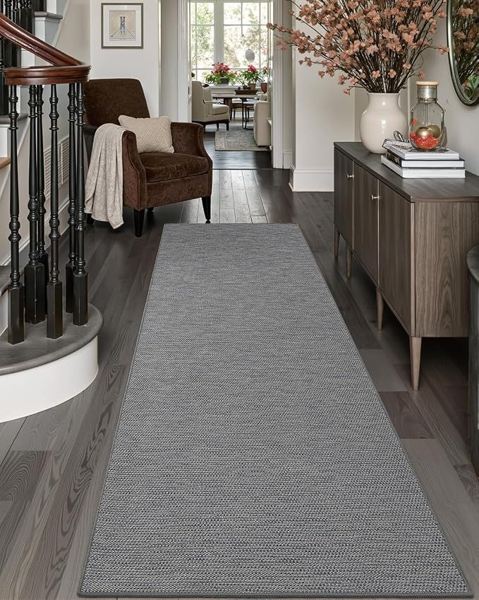DEXI Hallway Runner Rug 2'x6', Non Slip Rubber Backed Runners Carpet, Ultra Thin Entryway Rugs Indoor for Kitchen Hallway Entrance Bedroom, Grey