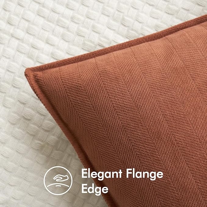 MIULEE Pack of 2 Burnt Orange Decorative Pillow Covers 22x22 Inch Chenille Luxurious Couch Throw Pillows Boho Cushion Covers Euro Shams with Elegant Design for Sofa Bed Living Room Home Decor