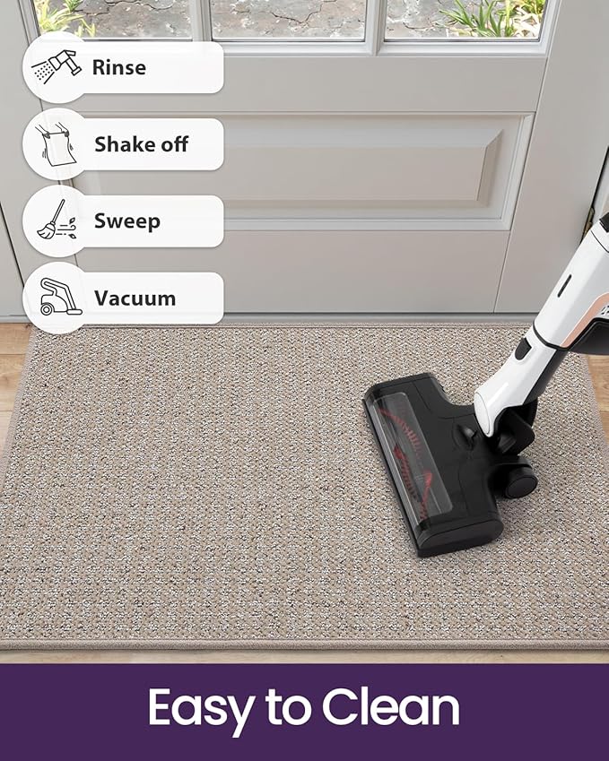 DEXI Door Mat for Entrance 36x60, Non Slip Entry Doormats for Inside House, Low Profile Entryway Doormat, Dirt Trapper Front Door Mats for Patio Porch, Beige