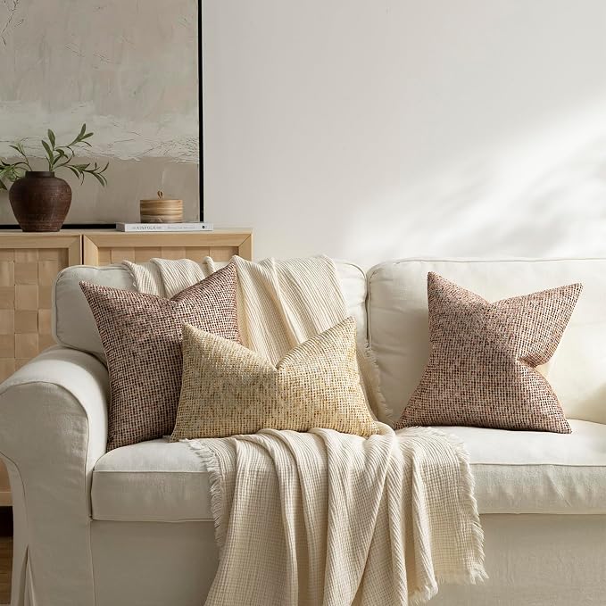Pack of 1 Neutral Body Pillow Covers 20x54 Boho Textured Dots Stripe Chenille Rectangular Long Decorative Lumbar Pillow Cases Accents for Living Room Couch Bed Farmhouse Home Decor, Sudan Brown