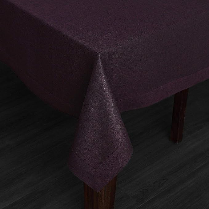 Solino Home Linen Tablecloth 60 x 120 Inch - 100% Pure Linen Grape Table Cloth for Rectangle Tables - Athena, Machine Washable Tablecloth for Summer