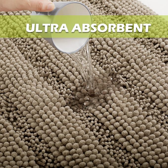KGORGE Large Bathroom Rugs - Soft Bath Mat Water Absorbent Non-Slip Quick Drying Thick Shaggy Bathtub Floor Carpet Decor Toilet Kitchen Entryway, 70" x 24", Taupe, 1 Pc