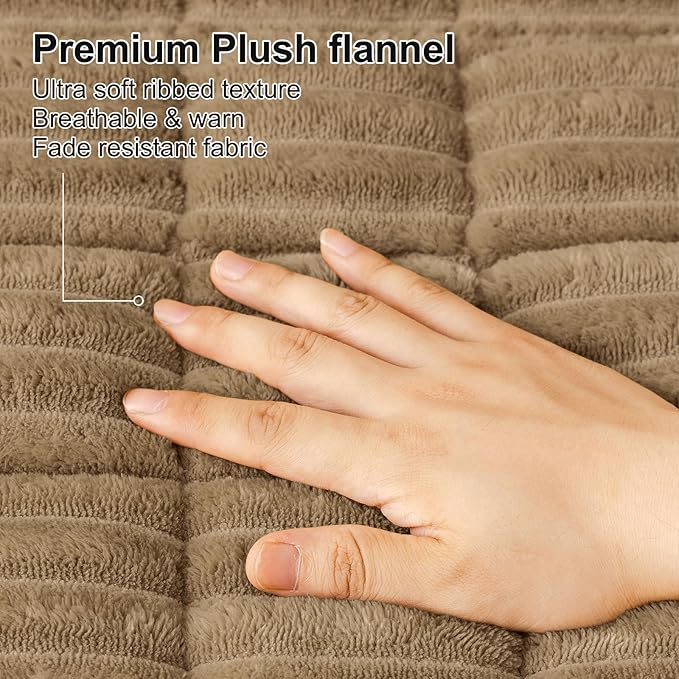 Smiry Couch Cover for Dogs Washable, Non Slip Fuzzy Pet Couch Covers for 3 Cushion Sofa Pet Friendly, Thick Soft Sofa Slipcovers Cushion Protector (Mocha Brown, 27.6" x 95")