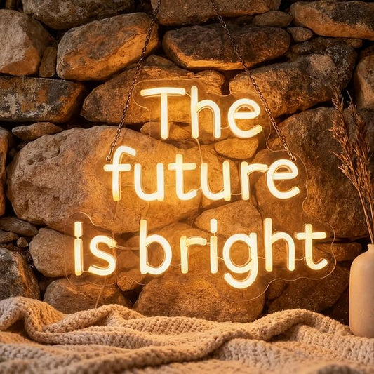 "The Future Is Bright" Neon Sign, Positive Quotes Decorative Neon Lights for Home Room Wall Decor, Office Wall Decor Neon Light Sign, Christmas Birthday Gift,Thanksgiving Gift(warm white)