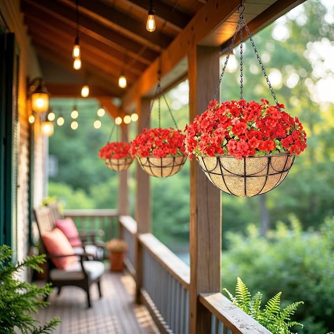 13.5 Inch 3 Pack Hanging Baskets Planters for Outdoor Plants - Wire Hanging Baskets Plant for Plants Outdoor with Coco Liners Minimalist Metal Hanging Pots for Outside Garden Patio Porch Decor