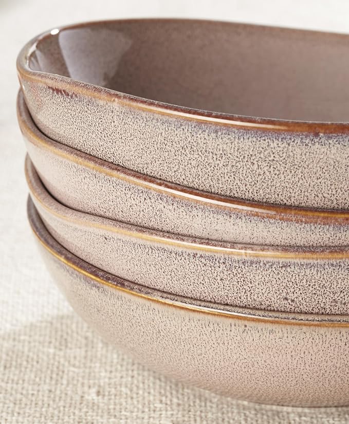 Oneida Dinnerware Set, Organic Shades Clay Pasta Bowls, Set of 4, Service For 4, Dishwasher and Microwave Safe, Made of Stoneware, Salad Bowl, Pasta Bowl, Home, Kitchen and Dining (Clay, 4 Pieces)