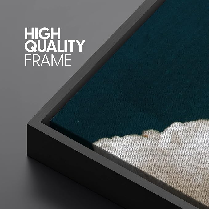 SIGNLEADER Framed Canvas Print Wall Art Set White Pastel Cloud Navy Blue Sky Landscape Nature Wilderness Photography Modern Art Scenic Colorful for Living Room, Bedroom, Office - 24"x36"x2 BLACK