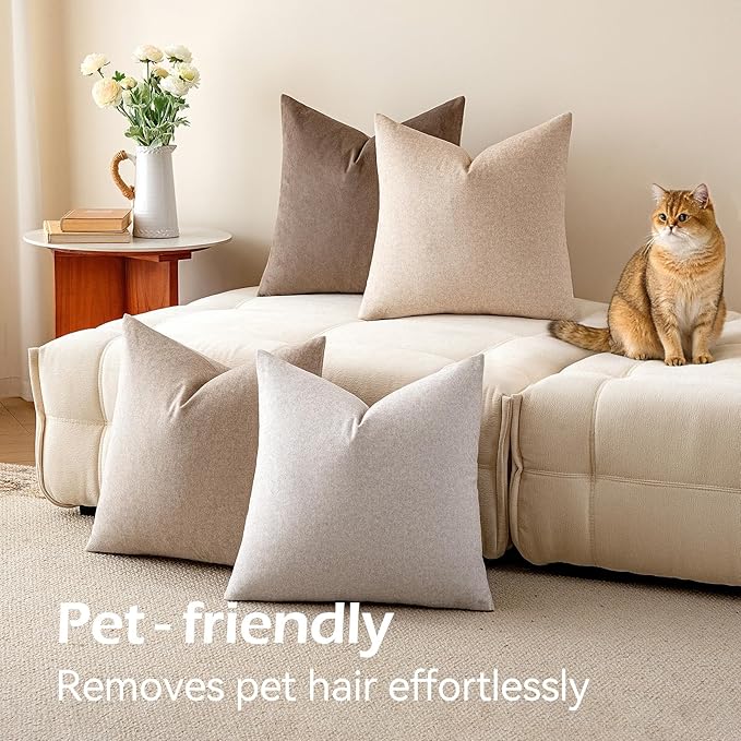 a moment Waterproof Throw Pillow Covers Set of 4,16x16 Inch Outdoor Stain Resistant Pet Friendly Pillowcases Cushion Covers for Patio Sofa and Living Room,Bare Earth