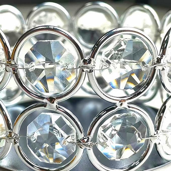 Pack of 10 Silver Crystal Tealight Candleholders - Candlestick Bowls Tea Lamp Candle Holders, Votive Candlestick Holders for Table Centerpieces, Diwali Decorations for Wedding Holiday Party Home Decor