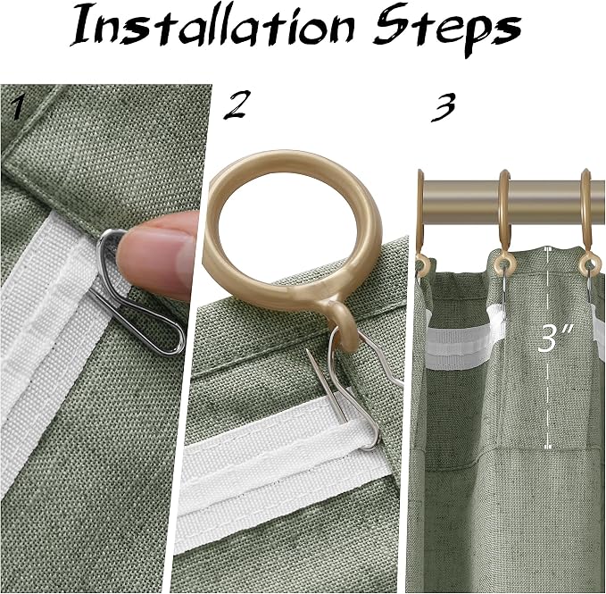 Joywell Sage Green Linen Curtains 72 Inch Length Light Reducing Privacy Hook Belt Rod Pocket Back Tab Drapes Set of 2 Pinch Pleated Aesthetic Boho Sheer Window Curtains 52x72 Inches Long