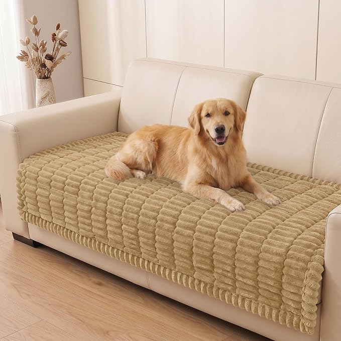 Smiry Couch Cover for Dogs, Non Slip Washable Sofa Protector for Pets, Soft Furniture Cover for Pet, Stylish Sofa Covers, Cozy Protect Against Fur, Dirt & Everyday Messes (Camel, 43" x 82.7")